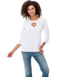 Heine Koszulka w kolorze białym rozmiar: 42. Białe bluzki Heine, bez wzorów, bez kołnierzyka, bez ramiączek. Za 61.60 zł.