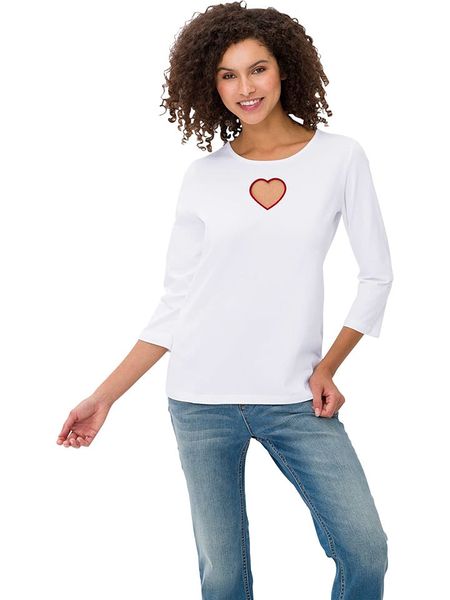 Heine Koszulka w kolorze białym rozmiar: 42. Białe bluzki Heine, bez wzorów, bez kołnierzyka, bez ramiączek. Za 47.71 zł.