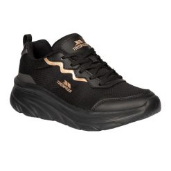 Trampki Damskie Sportowe Ave. Czarne obuwie sportowe Trespass, bez zapięcia. Za 226.99 zł.