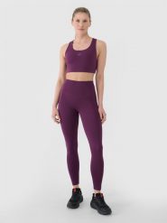 4F Legginsy treningowe z wysokim stanem damskie - fioletowy M. Fioletowe legginsy 4f, m, bez wzorów, z dzianiny, z podwyższonym stanem, na fitness i siłownię. Za 119.99 zł.