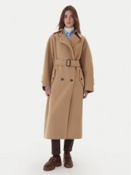 Weekend Max Mara Płaszcz wełniany Cadine 2525016022 Beżowy Regular Fit. Brązowe płaszcze Weekend Max Mara, na zimę, bez wzorów, z wełny, bez kaptura. Za 3,049.00 zł.
