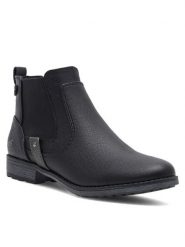 Mustang Botki 1265-522 Czarny. Czarne botki Mustang, bez wzorów, z materiału, bez obcasa, na płaskiej podeszwie, bez zapięcia. Za 209.99 zł.