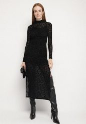 Czarna Dopasowana Sukienka Koktajlowa z Wiskozą z Welurowym Wzorem Kwiatów Alerre. Czarne sukienki Born2be, na co dzień, l, bez wzorów, z weluru, wizytowe, bez kołnierzyka, bez ramiączek, maxi, dopasowane. Za 149.99 zł.