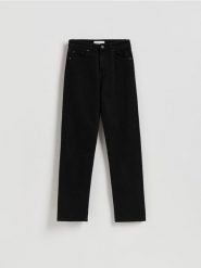 Jeansy straight leg - czarny. Czarne jeansy Reserved, bez wzorów. Za 129.99 zł.