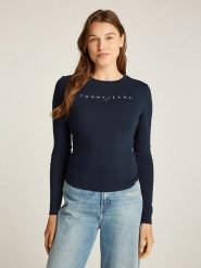 TOMMY JEANS Koszulka w kolorze granatowym rozmiar: L. Niebieskie bluzki Tommy Jeans, l, bez wzorów, z bawełny, bez kołnierzyka, bez ramiączek. Za 120.95 zł.
