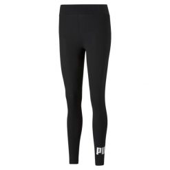 Legginsy treningowe damskie Puma ESS Logo. Czarne legginsy Puma, l, bez wzorów, z bawełny, długie. Za 160.46 zł.