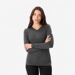 Koszulka trekkingowa damska Merino Fresh. Czarne bluzki SIMOND, m, bez wzorów, z jersey, sportowe, bez kołnierzyka, bez ramiączek. Za 129.99 zł.