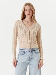 Guess Kardigan W5YR15 Z3OU0 Beżowy Regular Fit. Brązowe kardigany Guess, xl, z aplikacjami, z bawełny. Za 479.99 zł.