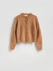 Kardigan z moherem - brązowy. Brązowe kardigany Reserved, l, bez wzorów, z dzianiny. Za 299.99 zł.