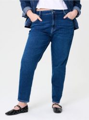 Jeansy mom - granatowy. Niebieskie jeansy Sinsay, l, bez wzorów. Za 42.99 zł.