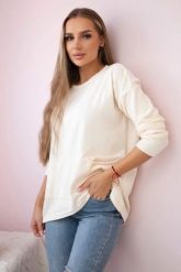 Sweter z kieszeniami z przodu ecru. Swetry KESI, na jesień, l, bez wzorów, z jeansu, bez ramiączek. Za 178.78 zł.
