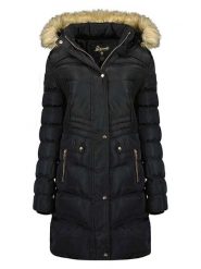 Geographical Norway Płaszcz zimowy "Badonna" w kolorze czarnym rozmiar: M. Czarne płaszcze Geographical Norway, na zimę, m, bez wzorów, z puchu, bez kaptura. Za 272.95 zł.