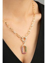 Heliophilia Pozłacany naszyjnik z elementem ozdobnym - dł. 44 cm rozmiar: onesize. Żółte naszyjniki Heliophilia, z cyrkonią, metalowe. Za 39.99 zł.