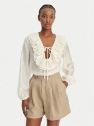 Eleh Bluzka SS260116 Biały Regular Fit. Białe bluzki Eleh, bez wzorów, z syntetyku, bez kołnierzyka, bez ramiączek. Za 628.99 zł.