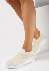 Beżowe Wsuwane Buty Sportowe z Elastyczną Cholewką Rosillte. Brązowe obuwie sportowe Born2be, bez zapięcia. Za 49.99 zł.
