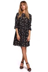 Letnia Sukienka w Drobne Kwiatki - Model 8. Brązowe sukienki MOE, na lato, l, bez wzorów, z materiału, wizytowe, bez kołnierzyka, bez ramiączek. Za 239.90 zł.