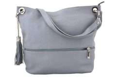 Shopperka skórzana BARBERINI'S j. szara 163-8. Szare shopper Barberini's, bez wzorów, ze skóry, klasyczne, na ramię, bez dodatków. Za 249.99 zł.