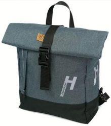 Plecak rowerowy/torba na bagażnik „Keep Rollin”. Szare torby na laptopa HABERLAND, bez wzorów, z gumy, na ramię, duże. Za 599.90 zł.