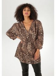 Aniston Bluzka w kolorze jasnobrązowo-czarnym rozmiar: 44. Brązowe bluzki Aniston, bez wzorów, z wiskozy, bez kołnierzyka, bez ramiączek. Za 82.99 zł.