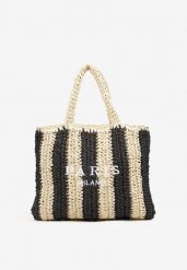 Czarna Torebka Shopper Plażowa z Napisem Navirael. Czarne shopper Born2be, bez wzorów, bez dodatków. Za 79.99 zł.