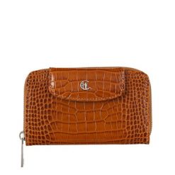 Damski portfel skórzany Canaletto – koniakowy croco z RFID | Elegancja i bezpieczeństwo PD1445s262 RFID. Portfele bez wzorów, ze skóry. Za 180.50 zł.