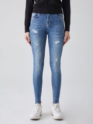 LTB Dżinsy "Amy X" - Skinny fit - w kolorze niebieskim rozmiar: W25/L30. Niebieskie jeansy LTB, l, z aplikacjami, z podwyższonym stanem. Za 61.60 zł.