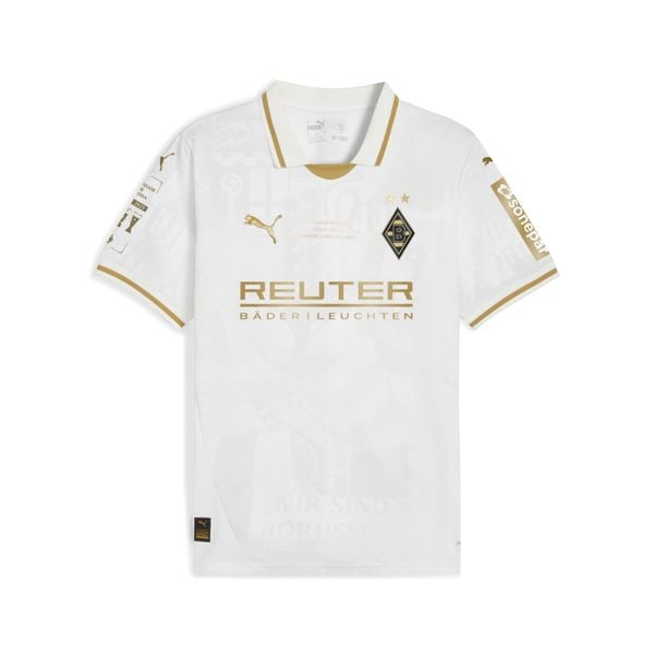 Młodzieżowa koszulka Borussia Mönchengladbach 125th Anniversary PUMA. Biała bluzki Puma, m, z aplikacjami, młodzieżowe, bez kołnierzyka, bez ramiączek. Za 329.00 zł.