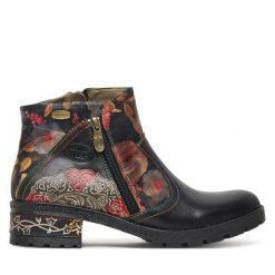 Botki Laura Vita. Czarne botki Laura Vita, bez wzorów, bez obcasa, na płaskiej podeszwie, bez zapięcia. Za 509.99 zł.