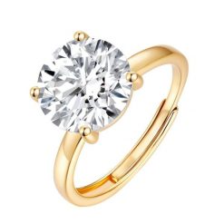 Lulu & Jane Pierscionek z mosiadzu w kolorze zlotym z cyrkonia Pierścionki 1 ct Damski. Żółte pierścionki Lulu & Jane, z cyrkonią, pozłacane. Za 159.99 zł.