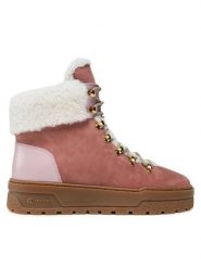 Pollini Botki SA21254H0HTGC62A Różowy. Czerwone botki Pollini, bez wzorów, z nubiku, bez obcasa, na płaskiej podeszwie, bez zapięcia. Za 2,889.00 zł.