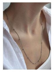 Lodie Silver Naszyjnik z elementami ozdobnymi - dł. 60 cm rozmiar: onesize. Szare naszyjniki Lodie Silver, ze stali. Za 74.46 zł.