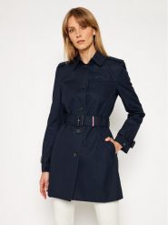 Tommy Hilfiger Trencz Heritage Single WW0WW24966 Granatowy Regular Fit. Niebieskie płaszcze TOMMY HILFIGER, xxs, bez wzorów, z bawełny, bez kaptura. Za 1,229.00 zł.