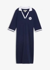 Sukienka polo z czystej bawełny. Niebieskie sukienki bonprix, bez wzorów, z bawełny, bez kołnierzyka, bez ramiączek. Za 54.99 zł.