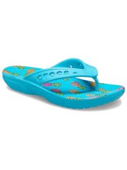 Crocs Japonki "Baya II" w kolorze niebieskim ze wzorem rozmiar: 36/37. Niebieskie klapki Crocs, bez wzorów, z otwartym noskiem, bez obcasa. Za 105.38 zł.