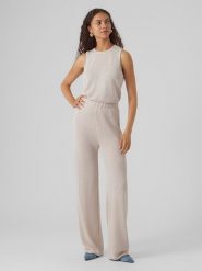 Vero Moda Spodnie w kolorze beżowym rozmiar: L. Brązowe spodnie materiałowe Vero Moda, na imprezę, l, bez wzorów, z materiału. Za 43.99 zł.