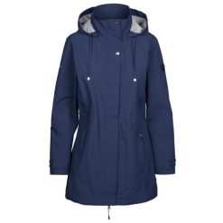 Trespass Pavlina - Damska kurtka przeciwdeszczowa granatowa. Niebieskie kurtki sportowe Trespass, bez wzorów, z tkaniny, bez kaptura. Za 318.99 zł.