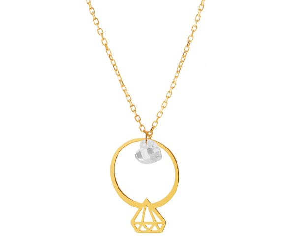 Złoty naszyjnik z cyrkonią, ankier - serce. Żółte naszyjniki Apart, z cyrkonią, złote. W wyprzedaży za 531.30 zł.