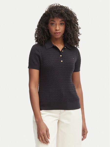 Tommy Hilfiger Polo WW0WW41474 Czarny Regular Fit. Czarne koszulki polo TOMMY HILFIGER, s, bez wzorów, z bawełny, bez kołnierzyka, bez ramiączek. Za 347.99 zł.