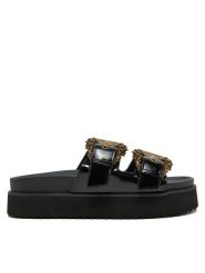 Versace Jeans Couture Klapki 78VA3SM1 Czarny. Czarne klapki Versace Jeans Couture, bez wzorów, z jeansu, bez obcasa. Za 759.99 zł.