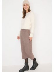 Cecil Spódnica dzianinowa w kolorze beżowym rozmiar: L. Brązowe spódnice Cecil, na co dzień, l, bez wzorów, z dzianiny, maxi, proste. Za 152.98 zł.