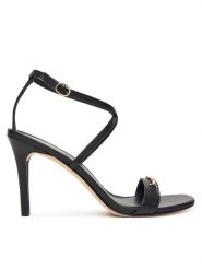 MICHAEL Michael Kors Sandały Lena 40R5LEHS1L Czarny. Czarne sandały MICHAEL Michael Kors, bez wzorów, ze lnu, bez obcasa, na szpilce, bez zapięcia. Za 469.99 zł.