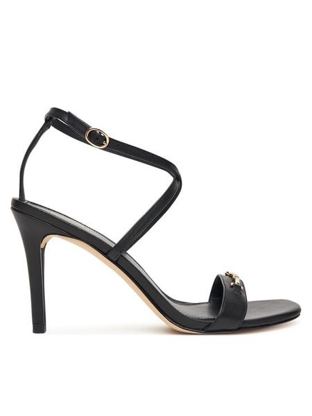MICHAEL Michael Kors Sandały Lena 40R5LEHS1L Czarny. Czarne sandały MICHAEL Michael Kors, bez wzorów, ze lnu, bez obcasa, na szpilce, bez zapięcia. Za 469.99 zł.