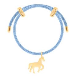 Błękitna bransoletka Liana z pozłacaną zawieszką w kształcie konia. Niebieskie bransoletki Lilou, pozłacane. Za 278.00 zł.
