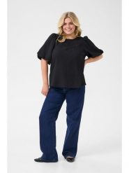 KAFFE curve Bluzka w kolorze czarnym rozmiar: 46. Czarne bluzki KAFFE curve, bez wzorów, bez kołnierzyka, bez ramiączek. Za 126.99 zł.