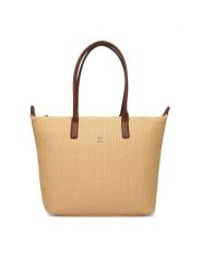 Tommy Hilfiger Torebka Popette Tote Raffia AW0AW18528 Beżowy. Brązowe shopper TOMMY HILFIGER, bez wzorów, z syntetyku, bez dodatków. Za 489.99 zł.