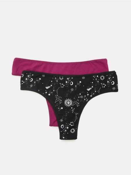 Bawełniane majtki stringi 2 pack - wielobarwny. Stringi Sinsay, bez wzorów, z bawełny. W wyprzedaży za 7.99 zł.