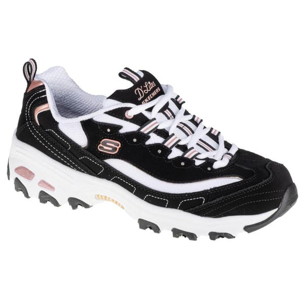 Buty sportowe Sneakersy damskie, Skechers D'Lites Devoted Fan. Czarne obuwie sportowe Skechers, bez zapięcia, trekkingowe. Za 321.17 zł.