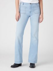 Wrangler Dżinsy "West Coast" - Flare fit - w kolorze błękitnym rozmiar: W28/L32. Niebieskie jeansy Wrangler, l, z aplikacjami. Za 184.46 zł.