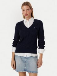 Tommy Hilfiger Sweter WW0WW44987 Granatowy Regular Fit. Niebieskie swetry TOMMY HILFIGER, xl, bez wzorów, z bawełny, bez ramiączek. Za 529.99 zł.