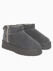 Gooce Skórzane botki zimowe "Wizz" w kolorze szarym rozmiar: 39. Szare botki Gooce, na zimę, bez wzorów, bez obcasa, na platformie, bez zapięcia. Za 217.99 zł.